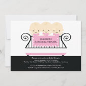 シックトリプレットインクリブベビーシャワー招待状PInk 招待状 (正面)