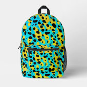 シックトレンディーターコイズヒョウ柄と名前 プリントバックパック (正面)