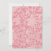 シックトレンディーピンクフローラフレーム結婚式招待状 (裏面)