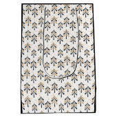 シックトレンディーブラック金ゴールドクリスマスツリーズホリデー ミディアムペーパーバッグ (裏面)