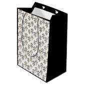 シックトレンディーブラック金ゴールドクリスマスツリーズホリデー ミディアムペーパーバッグ (裏面アングル)