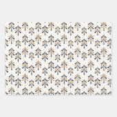 シックトレンディーブラック金ゴールドクリスマスツリーズホリデー ラッピングペーパーシート (正面)