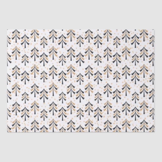 シックトレンディーブラック金ゴールドクリスマスツリーズホリデー 薄葉紙 (正面)