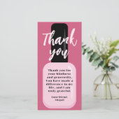 シックトレンディーモダンピンク爪、 ネイルポーランド サンキューカード (スタンド正面)