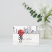 シックトレンディーレッドアンブレララブカップル結婚ズブシン 名刺 (スタンド正面)