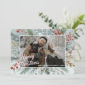 シックトレンディーレッドフローラベリーズホリデイリース シーズンカード (スタンド正面)