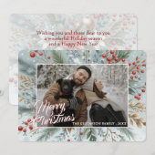 シックトレンディーレッドフローラベリーズホリデイリース シーズンカード (正面/裏面)