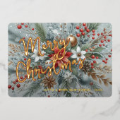 シックトレンディーレッドフローラベリーリース金ゴールド 箔シーズンカード (正面)