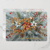 シックトレンディーレッドフローラベリーリース金ゴールド 箔シーズンカード (正面/裏面)