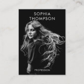 シックトレンディー白黒プロフェッショナル写真QRコード 名刺 (正面)