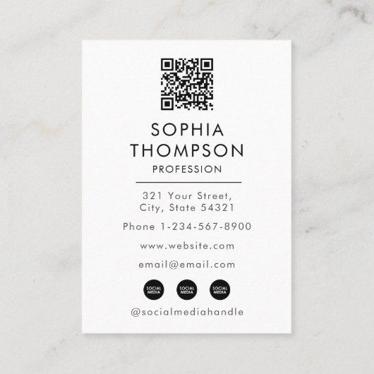 シックトレンディー白黒プロフェッショナル写真QRコード 名刺 (裏面)