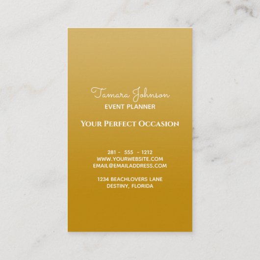 シックトロピカモダンル金ゴールドパームツリーズプロフェッショナル 名刺 (裏面)