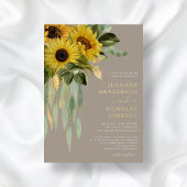 シックトープ結婚フローラ金ゴールド 箔招待状