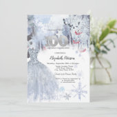 シックドレスウィンターランドスケープ100誕生日 招待状 (スタンド正面)