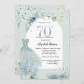 シックドレスウィンター70誕生日 招待状 (正面/裏面)