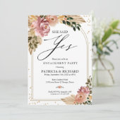 シックニュートラルカラーズボホフローラ婚約パーティ 招待状 (スタンド正面)