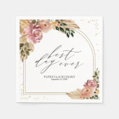 シックニュートラルカラーズボホ結婚フローラズナプキンス スタンダードカクテルナプキン (正面)