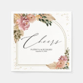 シックニュートラルカラーズボホ結婚フローラズナプキンス スタンダードカクテルナプキン (正面)