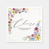 シックニュートラルカラーズボホ結婚フローラズナプキンス スタンダードカクテルナプキン (正面)