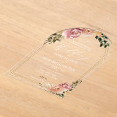 シックニュートラルカラーズボホ結婚フローラ アクリル招待状 (レイダウン)