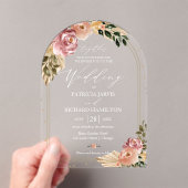 シックニュートラルカラーズボホ結婚フローラ アクリル招待状 (インサイチュ (ポータブル))