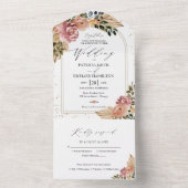 シックニュートラルカラーズボホ結婚フローラ オールインワン招待状 (内側)