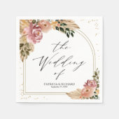 シックニュートラルカラーズボホ結婚フローラ スタンダードカクテルナプキン (正面)