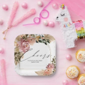 シックニュートラルカラーズボホ結婚フローラ ペーパープレート (パーティー)