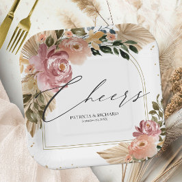 シックニュートラルカラーズボホ結婚フローラ ペーパープレート