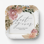 シックニュートラルカラーズボホ結婚フローラ ペーパープレート (正面)
