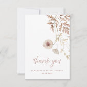 シックニュートラルピンクボタニカルフローラブライダルシャワー サンキューカード