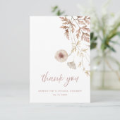シックニュートラルピンクボタニカルフローラブライダルシャワー サンキューカード