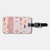 シックニューヨークシティパターンピンク名前をカスタムする ラゲッジタグ (正面横)