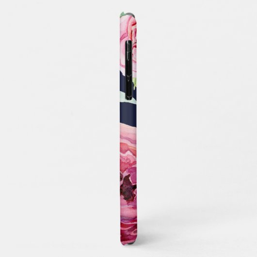 シックネかわいらしイビーブルーピンクピニーフローラ水彩色 Case-Mate iPhoneケース (裏面/左)