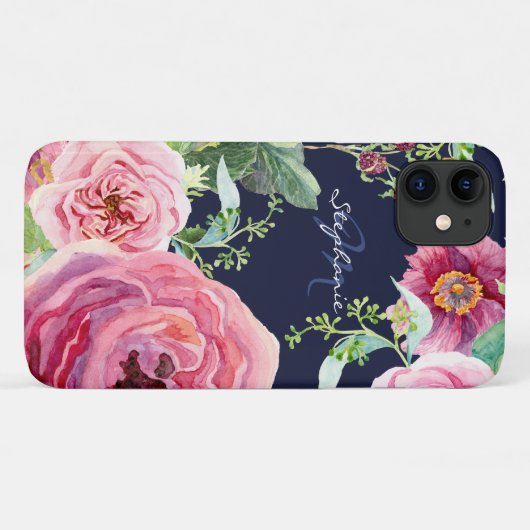 シックネかわいらしイビーブルーピンクピニーフローラ水彩色 Case-Mate iPhoneケース (裏面(横))