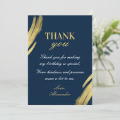 シックネイビーと金ゴールドエレガント誕生日 招待状 (スタンド正面)