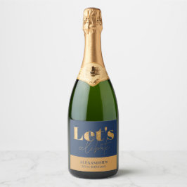 シックネイビーと金ゴールドレッツ祝誕生日 スパークリングワインラベル