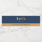 シックネイビーと金ゴールドレッツ祝誕生日 ペットボトルラベル (シングルラベル)