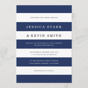 シックネイビーストライプ結婚式招待状 招待状