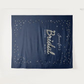 シックネイビースパークルグリッターブライダルシャワー背景 タペストリー (正面(横))