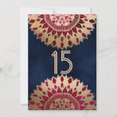 シックネイビーブルゴーニュ金ゴールドフローラマンダラキンセアニラ 招待状 (裏面)