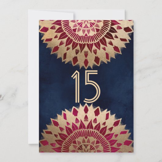 シックネイビーブルゴーニュ金ゴールドフローラマンダラキンセアニラ 招待状 (裏面)