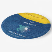 シックネイビーブルーウッドシータートルファミリービーチハウス ペーパープレート (アングル)