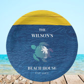 シックネイビーブルーウッドシータートルファミリービーチハウス ペーパープレート