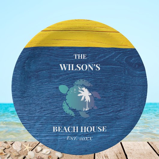 シックネイビーブルーウッドシータートルファミリービーチハウス ペーパープレート