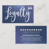 シックネイビーブルーグリッターグラデーションタイポグラフィ ロイヤリティカード (正面/裏面)