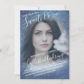 シックネイビーブルーグリッターグラデーションフォトスイート13 招待状 (正面)