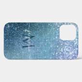 シックネイビーブルーグリッタースパークルモノガーリーグラム名 Case-Mate iPhoneケース (裏面 (横))
