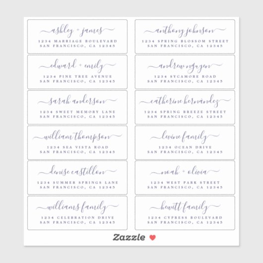 シックネイビーブルースクリプト結婚ズゲスト住所 シール (シート)