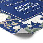 シックネイビーブルーチノワセリーブライダルシャワーウェルカム ポスター (角)